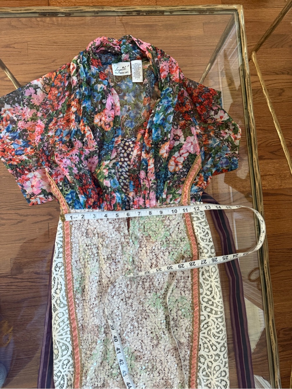 Byron Lars Floral Wrap Tie-Waist Midi Dress in Multi-Color & Multi-Texture Sz 0 - Picture 14 of 15
